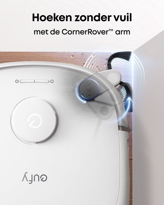 eufy Staubsaugerroboter Omni E25, HydroJet-Wischsystem, 20.000 Pa Saugleistung, DuoSpiral-Bürsten zum Entwirren, CornerRover-Arm zur Reinigung von Ecken, All-in-One-Station, für Familien mit Haustieren und Kindern.