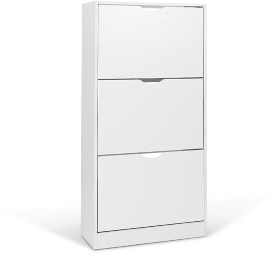 Milton Oldbrook Schuhschrank Prato – 3 Ebenen – für bis zu 18 Paar Schuhe – 60 x 24 x 119 cm – Weiß