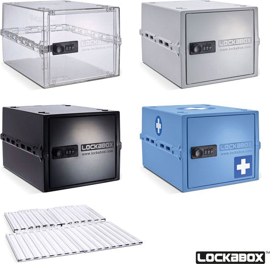 Lockabox One™ Aufbewahrungsbox mit Zahlenschloss - Abschließbarer Medizinschrank - Polycarbonat-Tresor - kühlschrank- und gefrierschrankgeeignet - 10,5 Liter - 31 x 21 x 17 cm