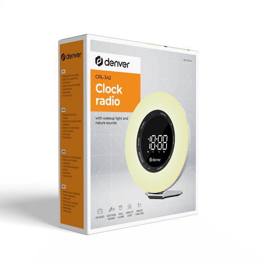 Denver Wake Up Light - FM Radiowecker - Snooze - Lichtwecker - Weißes Rauschen - CRL342