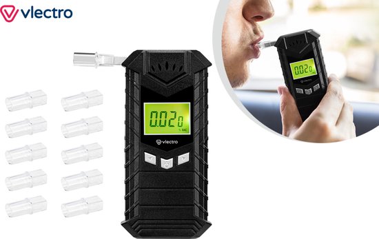 Vlectro digitaler Atemalkoholtester - USB wiederaufladbar - Mundstücke enthalten - Kompaktes Design