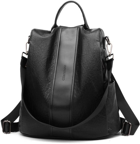 Glennoo Anti-Diebstahl-Rucksack Damen - Rucksack Damen - PU-Leder - Schwarz