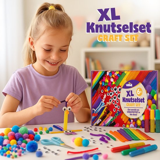 Vaive Bastelset 905-teilig - Basteln Mädchen & Jungen - Perlen, Federn, Pompons & Wackelaugen - Bastelkoffer - Bastelbedarf - Bastelsets
