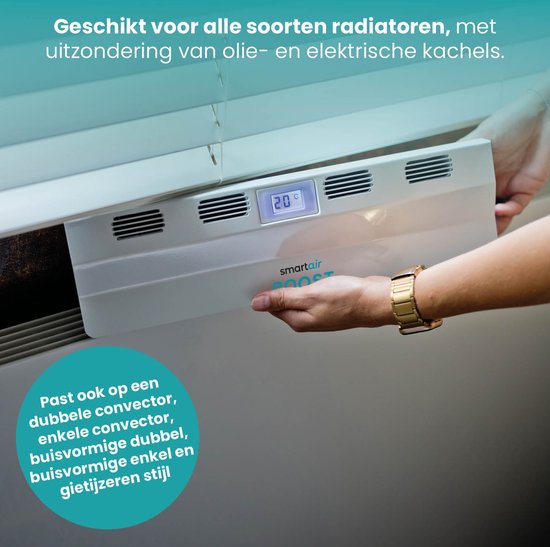 SmartAir Boost - Tragbarer Heizkörperlüfter - Universal - Energieeffizient - Kabellos, wiederaufladbar und automatisch - Heizkörperlüfter - Weiß