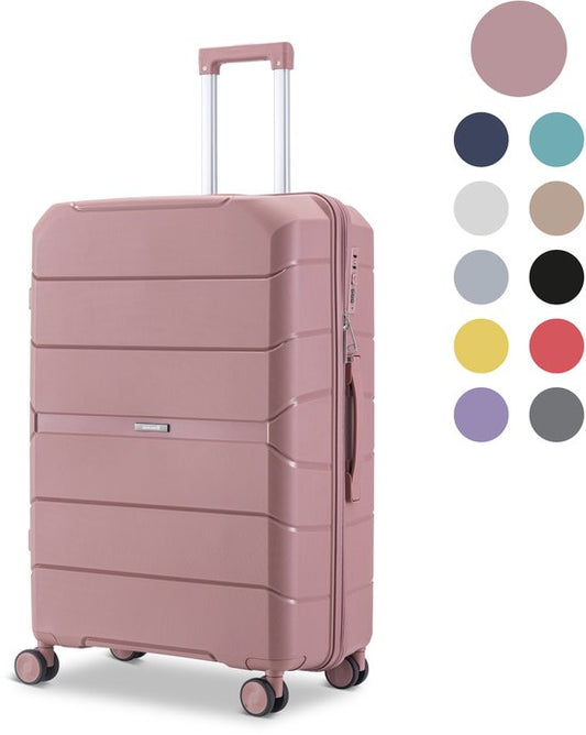 SKYCASES Urban Adventurer - Großer Reisekoffer - Zahlenschloss - 49x30x75cm - 110L - Reisekoffer mit Kofferschloss - Spinner-Räder - Pink V2
