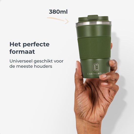 Castagnola Thermosbecher - Kaffeebecher To Go - Reisebecher für Kaffee und Tee - Teebecher - 380 ML - Edelstahl - Grün