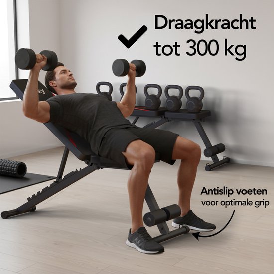 Brixy Fitness Halter Bench - Übung Bank - bis zu 300KG - Bankdrücken Bank - Übung Bank - einstellbar - faltbar - schwarz