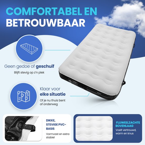 FLOAT Gemina - 3in1 Luftbett mit elektrischer Pumpe - 190x99x20 cm - Feste Luftmatratze - Leichtgewicht für Camping - Zwei 1-Personen-Luftbetten