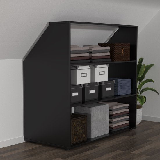 Kleiderschrank schräge Wand Dachgeschoss Schlafzimmer offen - Regale - Ablageschrank geeignet für schräge Wände