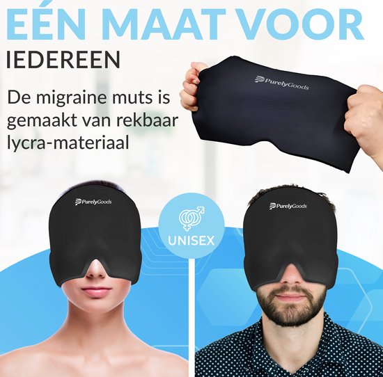 PurelyGoods® Migräne-Maske 600gr. - Migräne-Maske - Hot/Coldpack - Icepack - Wärme- und Kältetherapie - inkl. Gefrierbeutel - Schwarz