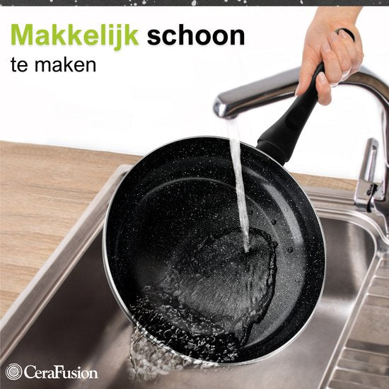 CeraFusion Keramikpfannen Set 10-teilig - Set mit Bratpfannen, Stielkasserolle, Kochtöpfen - Induktionspfannen - Pfannensets Aluminium
