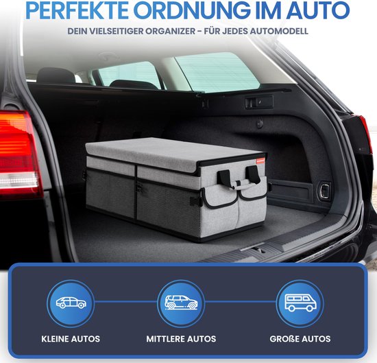 HELDENWERK Premium-Kofferraum-Organizer mit Deckel, stabil & rutschfest - Faltbare Kofferraumtasche, groß mit doppeltem Boden - Kofferraumbox, Kofferraum-Organizer-Box