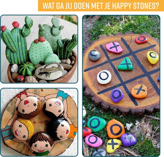 NAPI Happy Stones Steine - 12 weiße Kieselsteine - Inklusive Kurs: Malerei Steine - Glatte glatte Kieselsteine - Paket - Strand Kiesel - 4 bis 8cm - Weiß