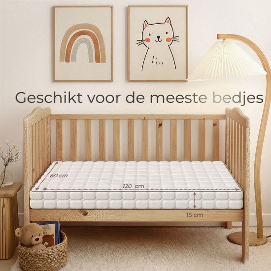 CozySense® Babymatratze 60x120 - Kinderbett - für Babys & Kleinkinder - 100% Baumwollbezug - wasserdicht & hypoallergen - druckreduzierender Gel-Gedächtnisschaum