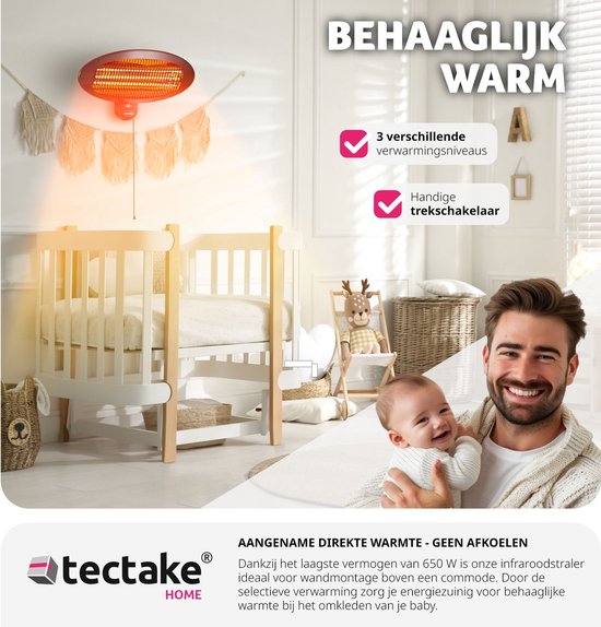 tectake - Infrarotheizung - Heizung mit Ständer oder Wandmontage - Wärmelampe für den Wickeltisch - Heizung für das Badezimmer - Infrarotheizung für die Terrasse - Elektrische Heizung - 2000W - 3 Stufen