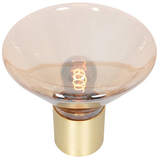 Tischlampe Ambiance 3401ME – Modernes Messing mit bernsteinfarbenem Glas – Steinhauer – Für den Innenbereich