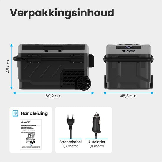 Auronic Compressor Coolbox Electric 12V und 230V - Gefrieren und Kühlen - Kühlbox - 40L - Frigobox - Grau