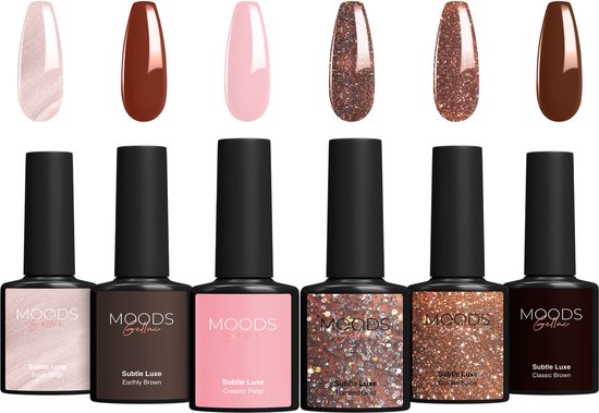 Moods Gellac 6-teiliges Set - Gel-Nagellack Starter Pack - Gel-Nagellack - 8ML - Subtle Luxe - Gellack - Nägel - Schicke Farben - HEMA & TPO-frei