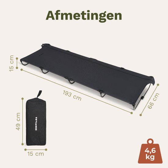 TRVLMORE Feldbett faltbar - 120KG Tragkraft - Campingbett inkl. Tragetasche - Liege 1 Person - Stahlrahmen - 193x66x15 cm - Grau