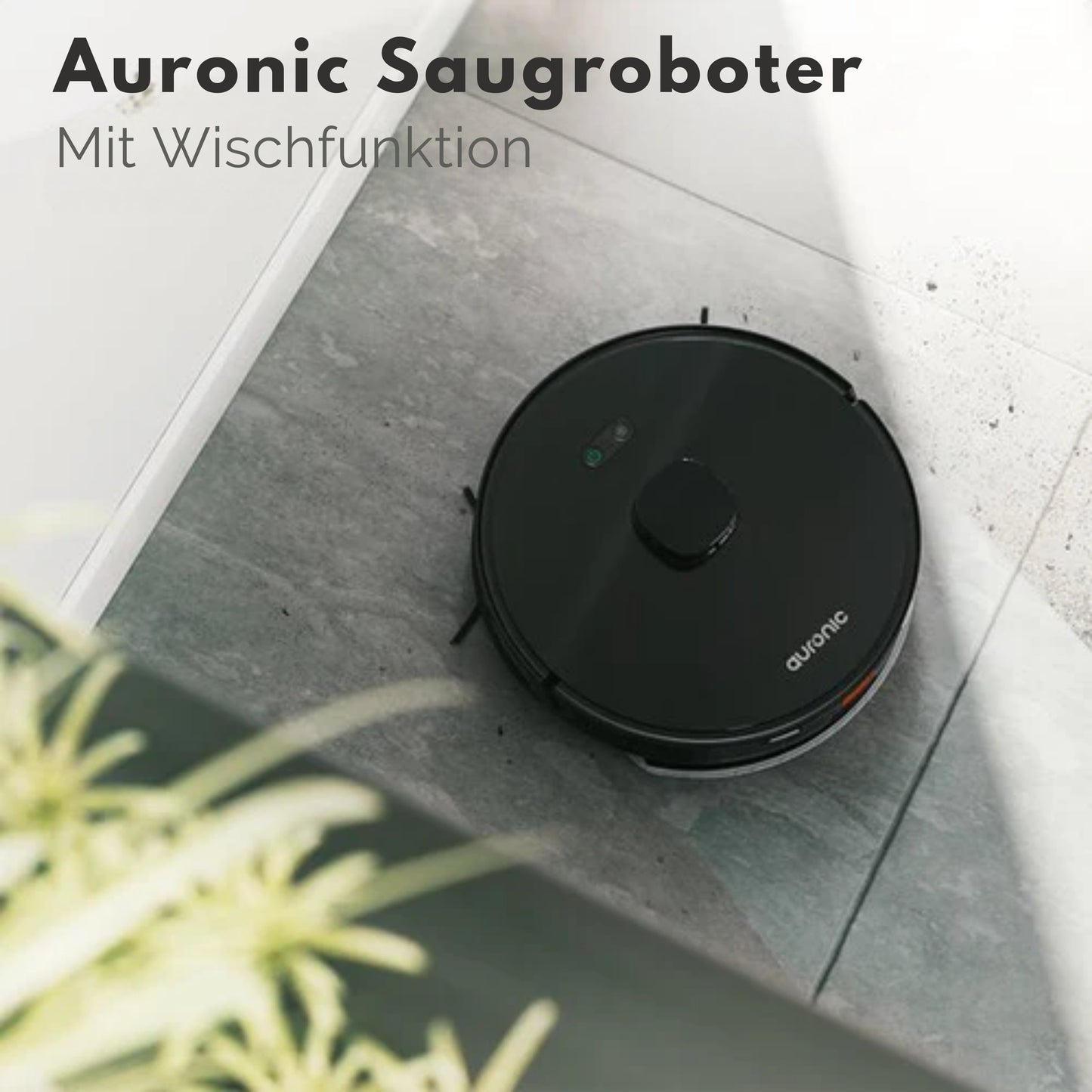 Auronic Staubsaugerroboter - Mit Wischfunktion - WiFi und App - Ladestation - Haustiere - Wischroboter - Lasernavigation - Schwarz
