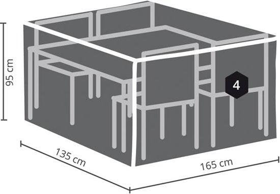 Perel Outdoor-Abdeckung für Garten-Set, grau, rechteckig, 165 cm x 135 cm x 95 cm