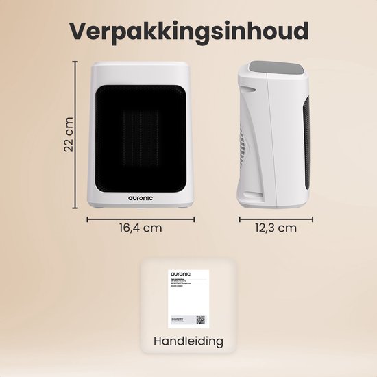 Auronic Heizlüfter Digital - Keramik-Heizgerät - Tragbar - 2000W Heizgerät - Weiß