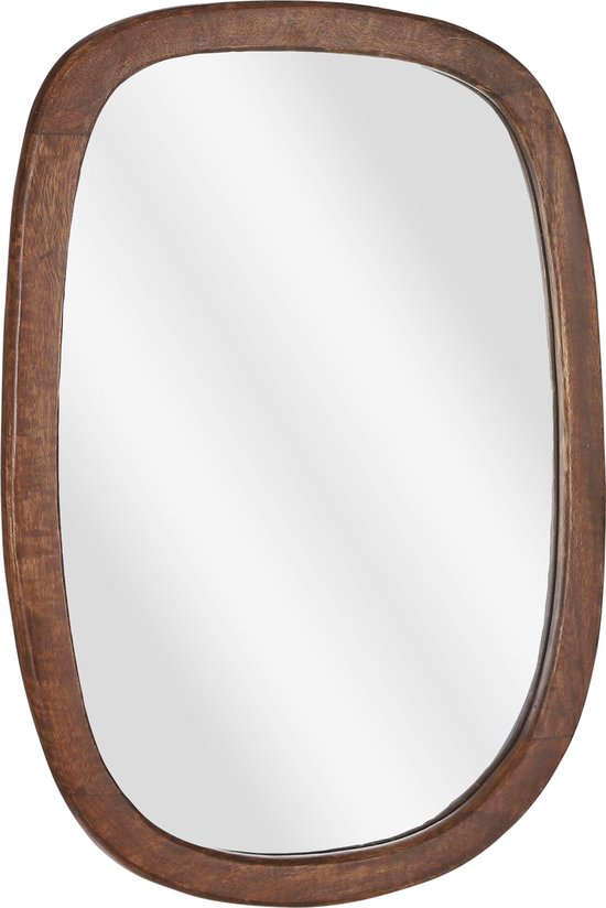 Mica Decorations Bosco Wandspiegel - L35 x B50 cm - Mangoholz - Dunkelbraun