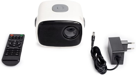 QLT TV-Projektor - Mini-Beamer mit LED-Lichtquelle - Auflösung 800 x 480 Pixel - 16:9 - Projektionsabstand 1 bis 4 Meter - mit Fernbedienung - Weiß