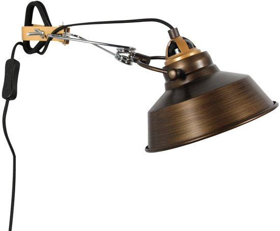 Bronze-Wandleuchte Nove 1320BR mit E27-Fassung, 190 cm langem Kabel und Schalter, im Industriedesign, von der Marke Mexlite, aus Metall und Kunststoff