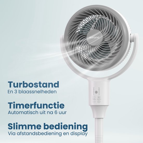 Auronic Standventilator - Boden und Tischventilator - 3 Geschwindigkeiten - Leise - Weiß