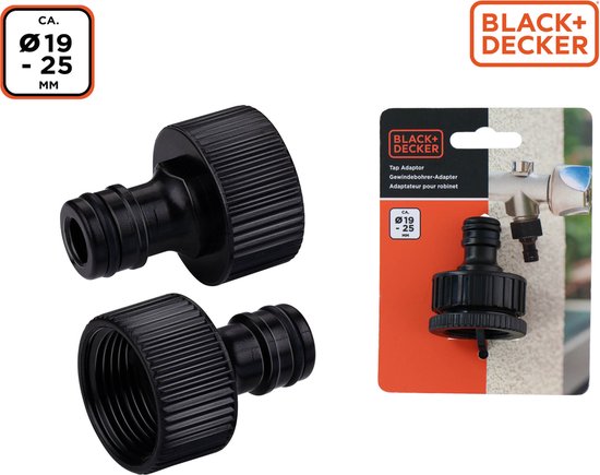 BLACK+DECKER Gewindeverbinder 3/4''-1'' - ⌀ 19-25 CM - Verbinder - Kunststoff - Schwarz
