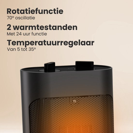 Auronic Fan Heater Pro - Keramik-Heizung - 2000W Heizung - Schwarz