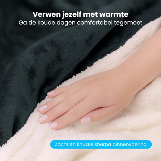 Auronic Electric Blanket - Wärmedecke - Sherpa Fleece - 9 Wärme- und Timer-Einstellungen - Decke - 180x130 - 1 Person - Anthrazit