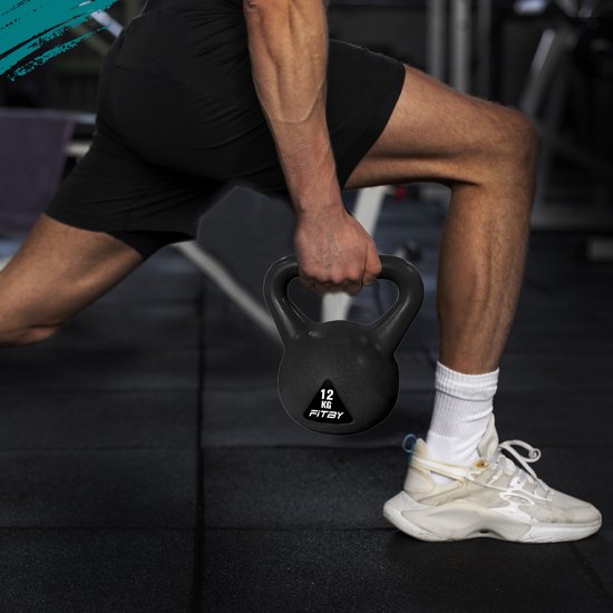 Fitby Kettlebell 12KG - Kettlebell - Fitness - Gewichte - Geeignet für CrossFit & Fitness - Fitness Training - Schwarz