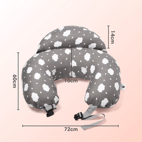 Vulpes Goods® BabyCare Stillkissen - Umstandskissen inkl. abnehmbarem Bezug - Grau