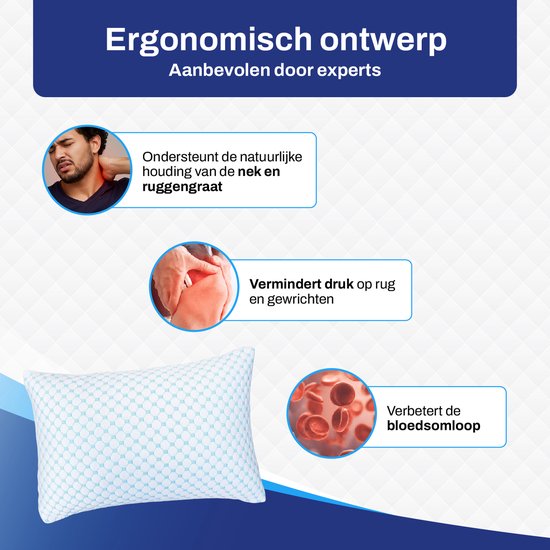 Sleeptight Adjustable Pillow - 70 x 50 x 16 cm - Ergonomisches Memory Foam Kissen für Seitenschläfer