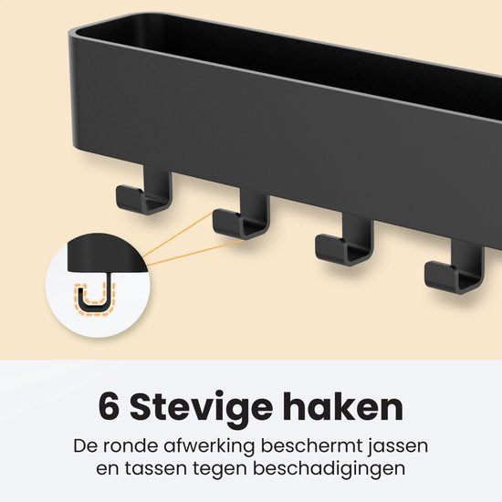 Duna Schlüsselhalter – Schlüsselhalter – Selbstklebend – Modernes Schlüsselkästchen inkl. Silikonmatte – Edelstahl – Schwarz