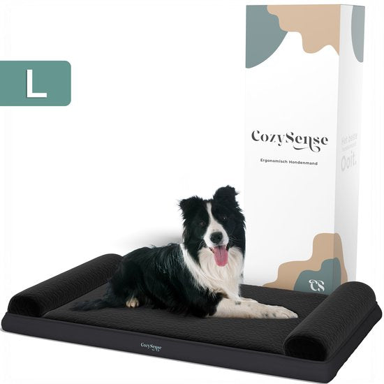 CozySense® Orthopädisches Hundekissen - 90 X 55 cm - Größe L - Wasserdicht - Geeignet als Sitzkissen & Hundebett - Waschbarer Bezug - Schwarz