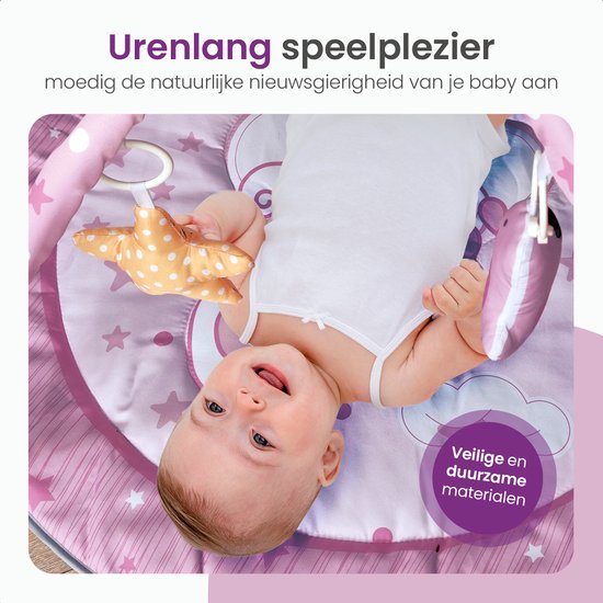 Gofun Babygym - Spielmatte für Babys - Musikalische Spielmatte - Mutterschaftsgeschenk - Aktivitätsteppich - Babyspielzeug - Interaktiv - Lehrreich - 105 x 52 cm - Rosa