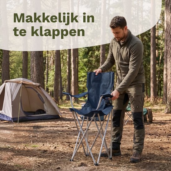 TRVLMORE Campingstuhl - faltbar - 120KG Tragkraft - Inkl. Tragetasche - Klappstuhl - Angelstuhl - Campingstuhl - Klappstuhl - Blau