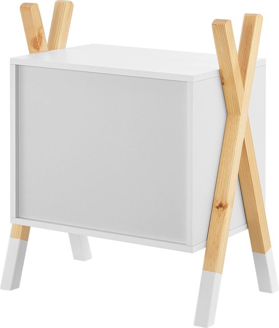 Nachttisch aus Holz / Kinder-Nachttisch Jamie - Weiß / Holzfarbe - 1 Schublade