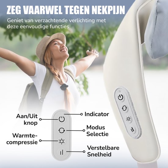 Novalance - Nackenmassage - Shiatsu-Massagekissen - Elektrisches Nackenmassagegerät - Auch für Arm Rücken Schulter & Bein - Infrarot + Schlafmaske