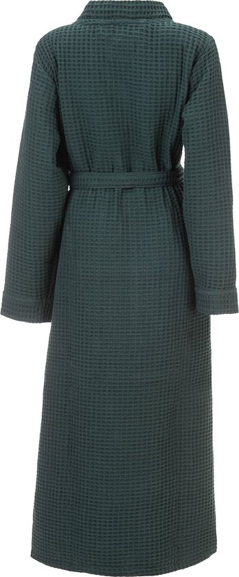 Heckettlane Bademantel Waffel - Morgenmantel für Damen und Herren - XL - Morgenmantel aus Baumwolle - für die Sauna geeignet - Grün