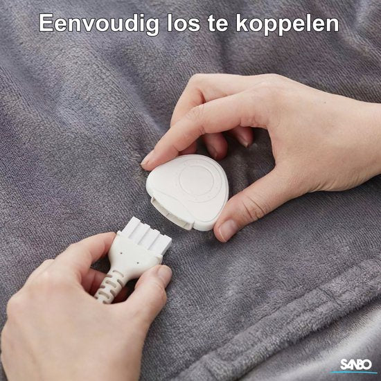 Sanbo Electric Blanket - 120 x 160 cm - Maschinenwaschbar - Decke - 1 Person - 3 Stufen - Mit Timer - Wärmedecke