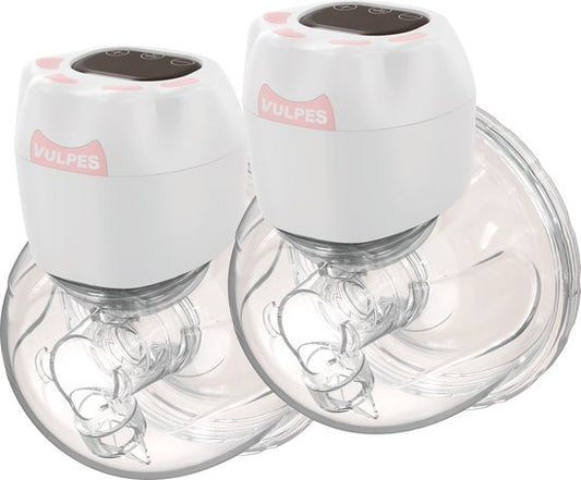 Vulpes Goods® BabyCare Freihändige Milchpumpe - Kabellos & Tragbar – 2 Stück – Weiß
