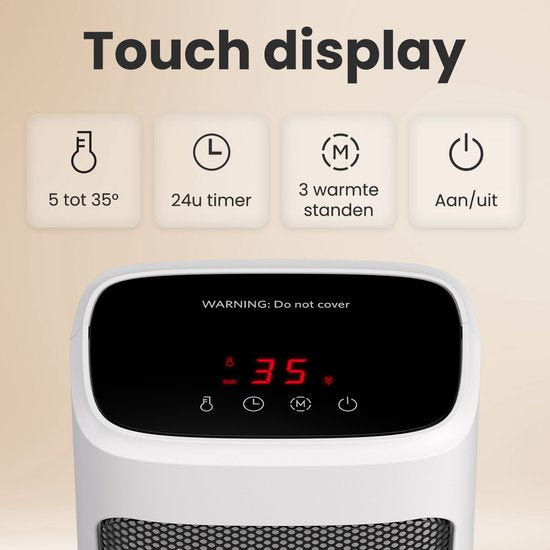 Auronic Heizlüfter Digital - Keramik-Heizgerät - Tragbar - 2000W Heizgerät - Weiß
