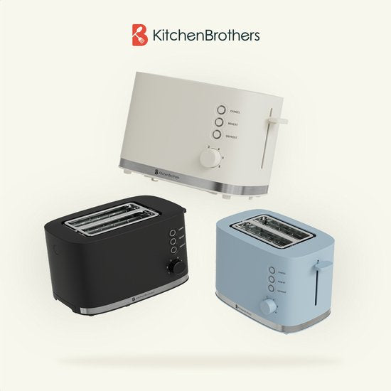 KitchenBrothers Toaster - Toaster - 6 einstellbare Wärmestufen - 2 extra breite Schlitze - 870W - Beige