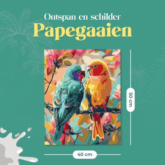 Rubye® Malerei auf Nummer - Papageien für Erwachsene und Kinder - 40x50cm