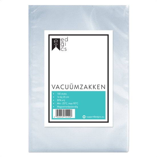 Vakuumbeutel Lebensmittel - 16x25 cm - 100 Stück - Vakuumierbeutel - Sous Vide Beutel - Vakuumbeutel Mit Mikrostruktur - Vakuum Aufbewahrungsbeutel - BPA Frei