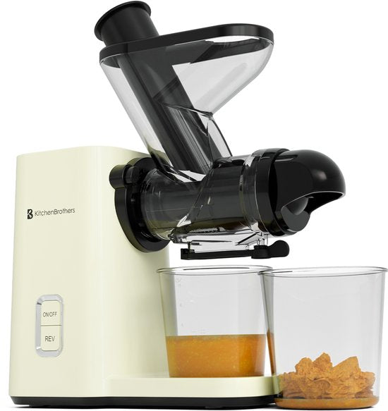 KitchenBrothers Slowjuicer - Mini-Entsafter - Gemüse- und Obstpresse - 40 mm und 50 mm Einfüllöffnung - 400 ml - Kampagne